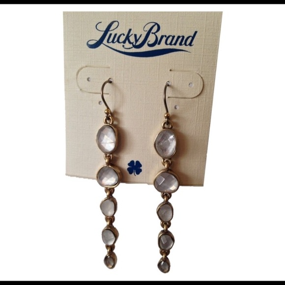 Lucky Brand | Antique Gold-Tone Faceted Stone Tiered Drop Earrings